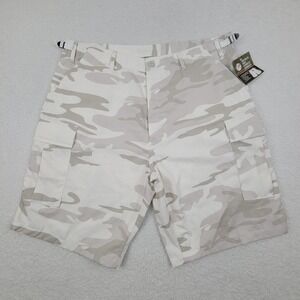 Rothco BDU Combat White Camo Cargo Shorts Mens Large L Regular Cotton Poly NWT